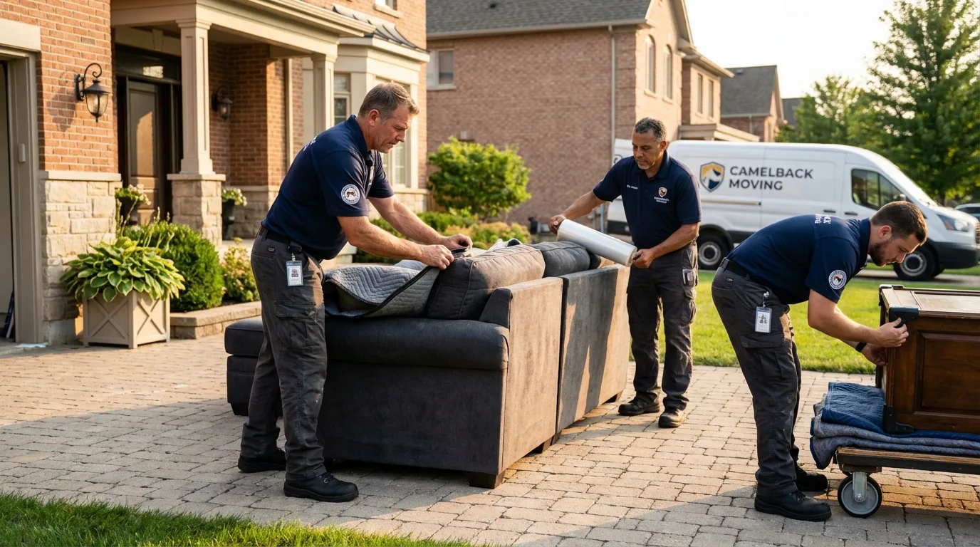 Large estate moving crew wrapping furniture in Baltic, CT